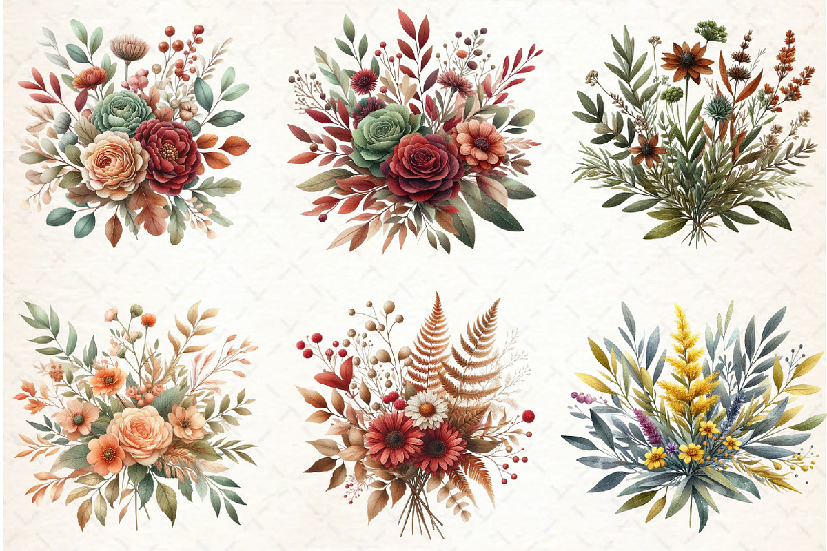 Fall Autumn Flowers And Leaves Flora, an Illustration by Libby Wishes (Photo 2 of 7)