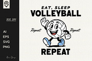 Funny Volleyball Retro Character, a Sport Illustration by shaondesigns (Thumbnail 1 of 6)