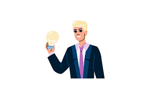 Businessman holding light bulb, a Finance Illustration by pikepicture