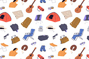 Camping, hiking kit set, patterns, an Object Illustration by PaperTrident (Thumbnail 3 of 5)