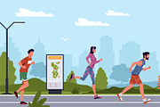 Marathon runners in city. Active, a Sport Illustration by YummyBuum (Thumbnail 3 of 3)