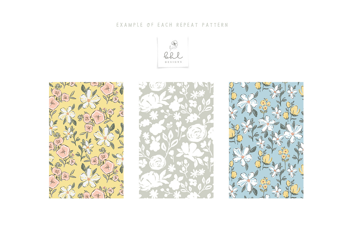 Watercolour Floral Seamless Patterns, a Pattern Graphic by bhldesigns (Photo 5 of 10)