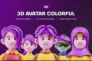 Avatar Colorful 3D Illustration Pack