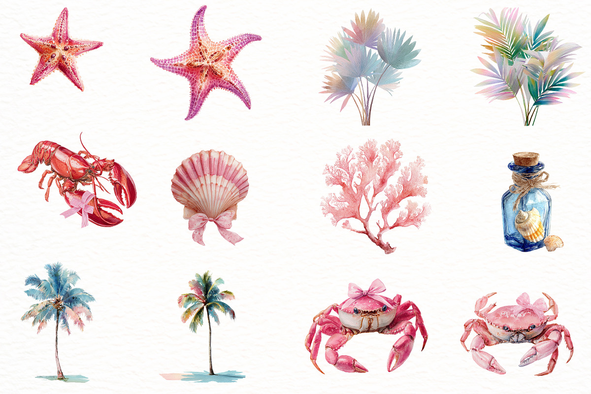 Coquette Coastal Summer Clipart, an Illustration by Designworld (Photo 2 of 8)
