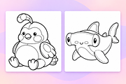 Kawaii Plushies Coloring Pages #3, an Object Illustration by Inkivelle Studio (Thumbnail 2 of 3)
