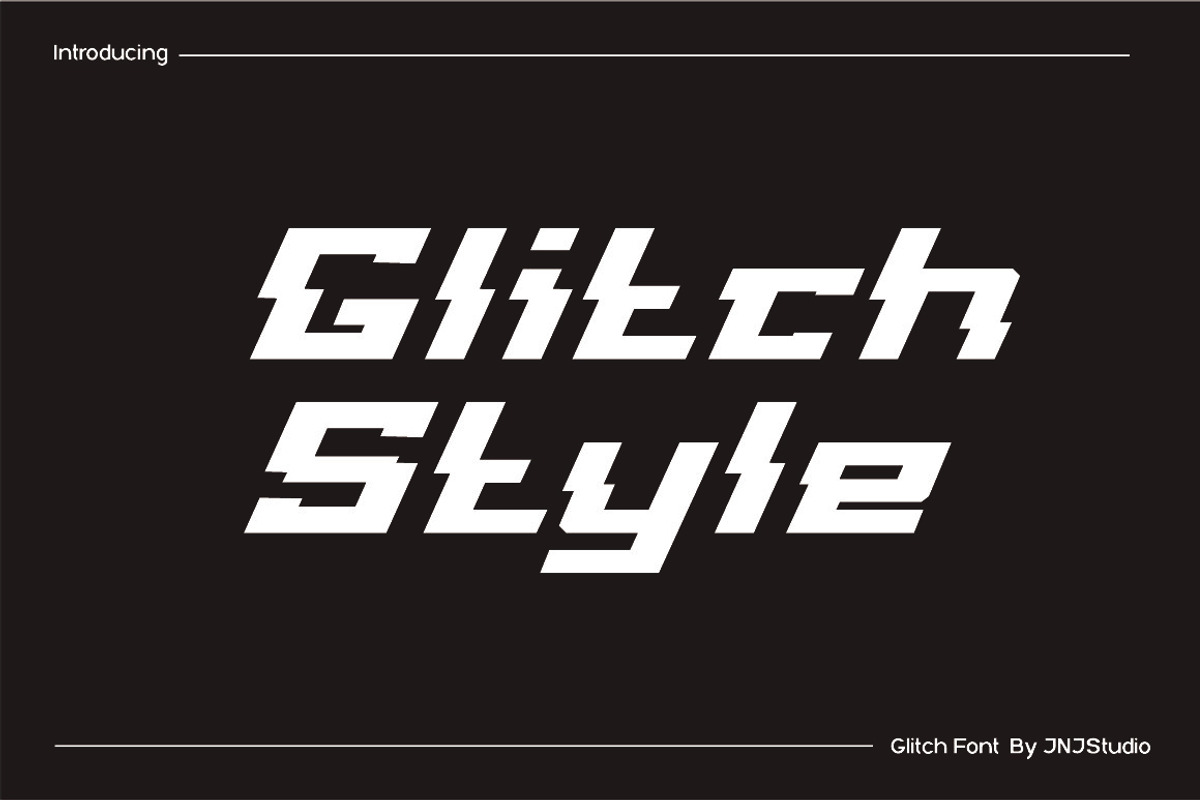 Glitch Style Font, a Sans Serif Font by JNJ Studio (Photo 1 of 10)