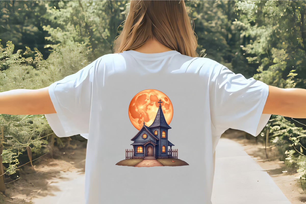 Haunted House with Moon Clipart, an Illustration by CrexoraLab (Photo 5 of 5)