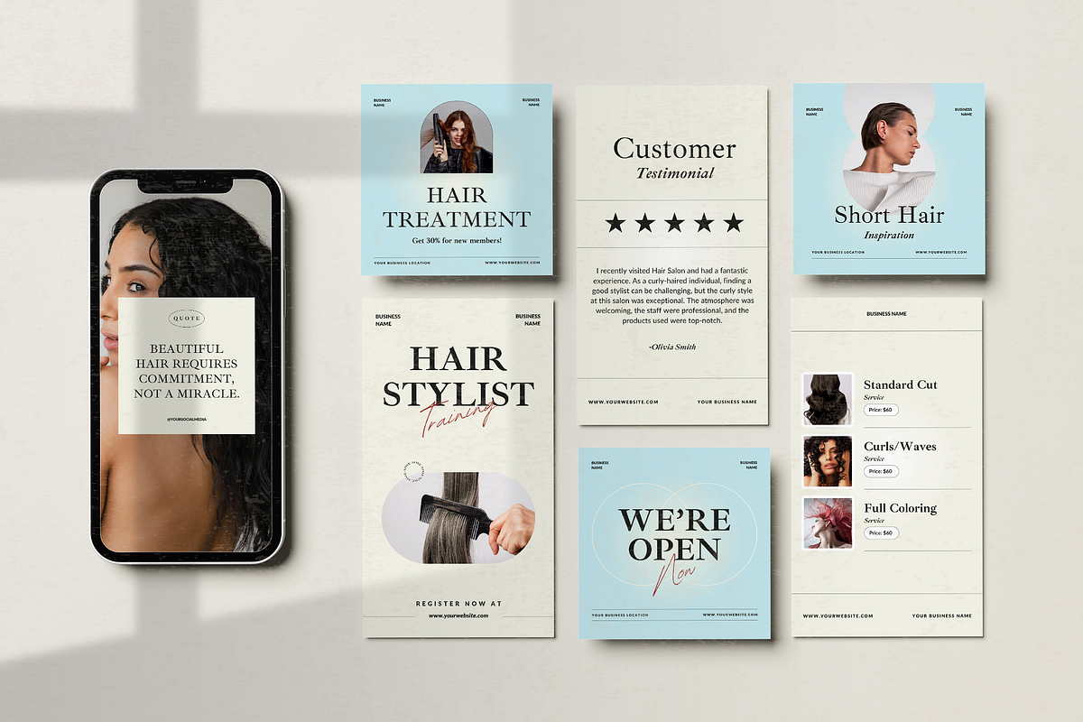 120 Hairstyle Instagram Template, a Social Media Template by Branding Victory STD (Photo 6 of 10)