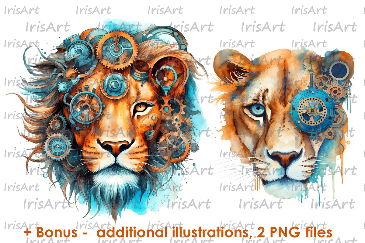 Watercolor Steampunk Clipart, an Animal Illustration by ArtIrisArt (Photo 3 of 8)