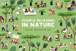 People relaxing in summer park, a Person Illustration by Good Studio