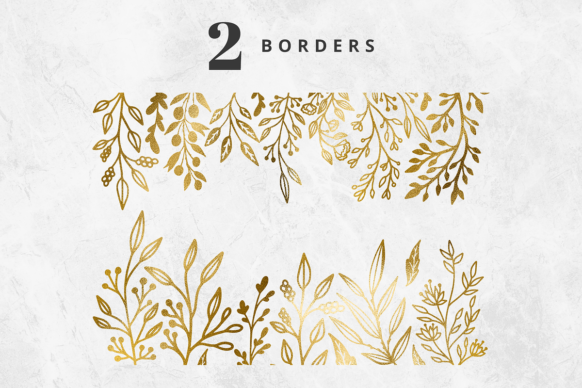 Silver Foil Floral Clipart Set, an Illustration by Brandi Lea Designs (Photo 3 of 7)