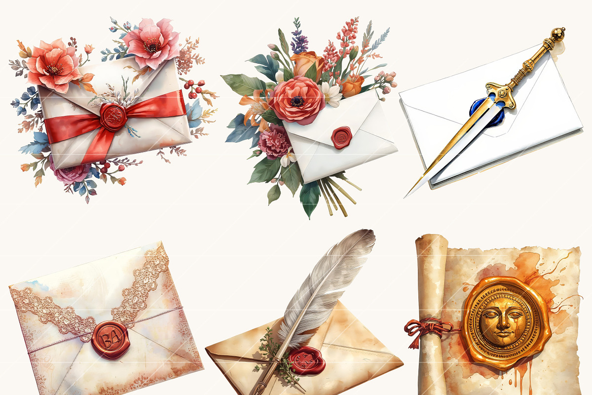 Vintage Stationery Clipart Bundle, an Object Illustration by Design Scotch (Photo 5 of 8)
