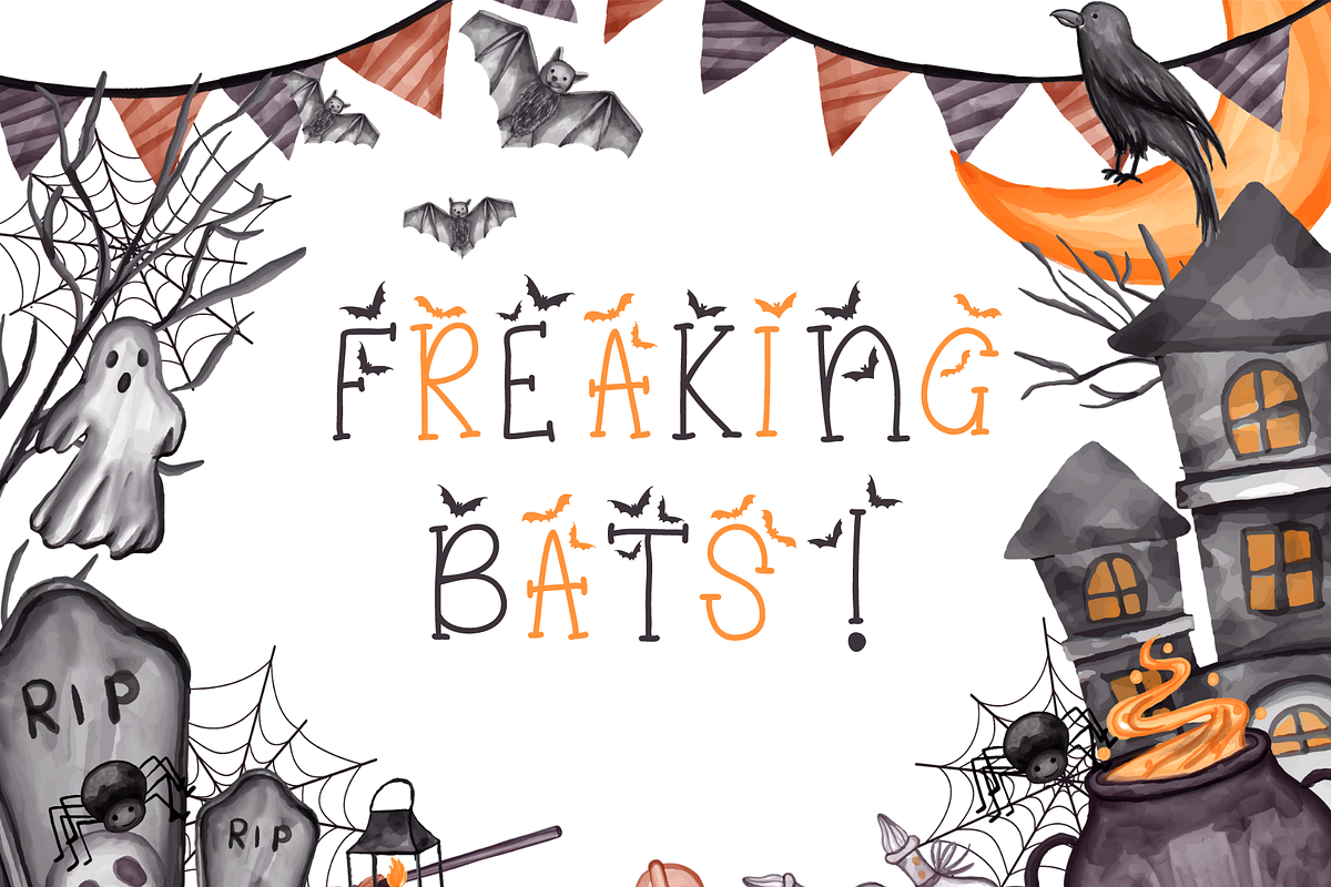 Batty Belfry Halloween Bats Font, a Serif Font by Dancing with Ink (Photo 21 of 24)