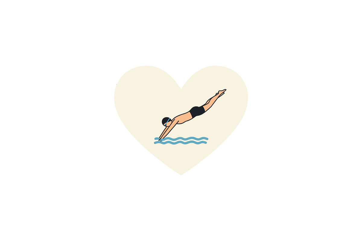 A swimmer diving gracefully into wat, an Illustration by designvectx