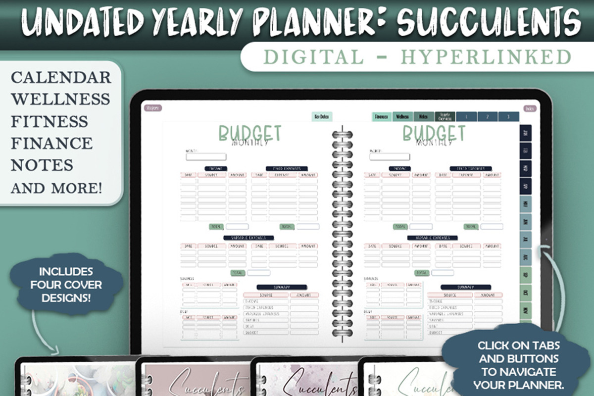 Undated Digital Planner- Succulents, a Stationery Template by Brenda Avila Designs (Photo 2 of 4)
