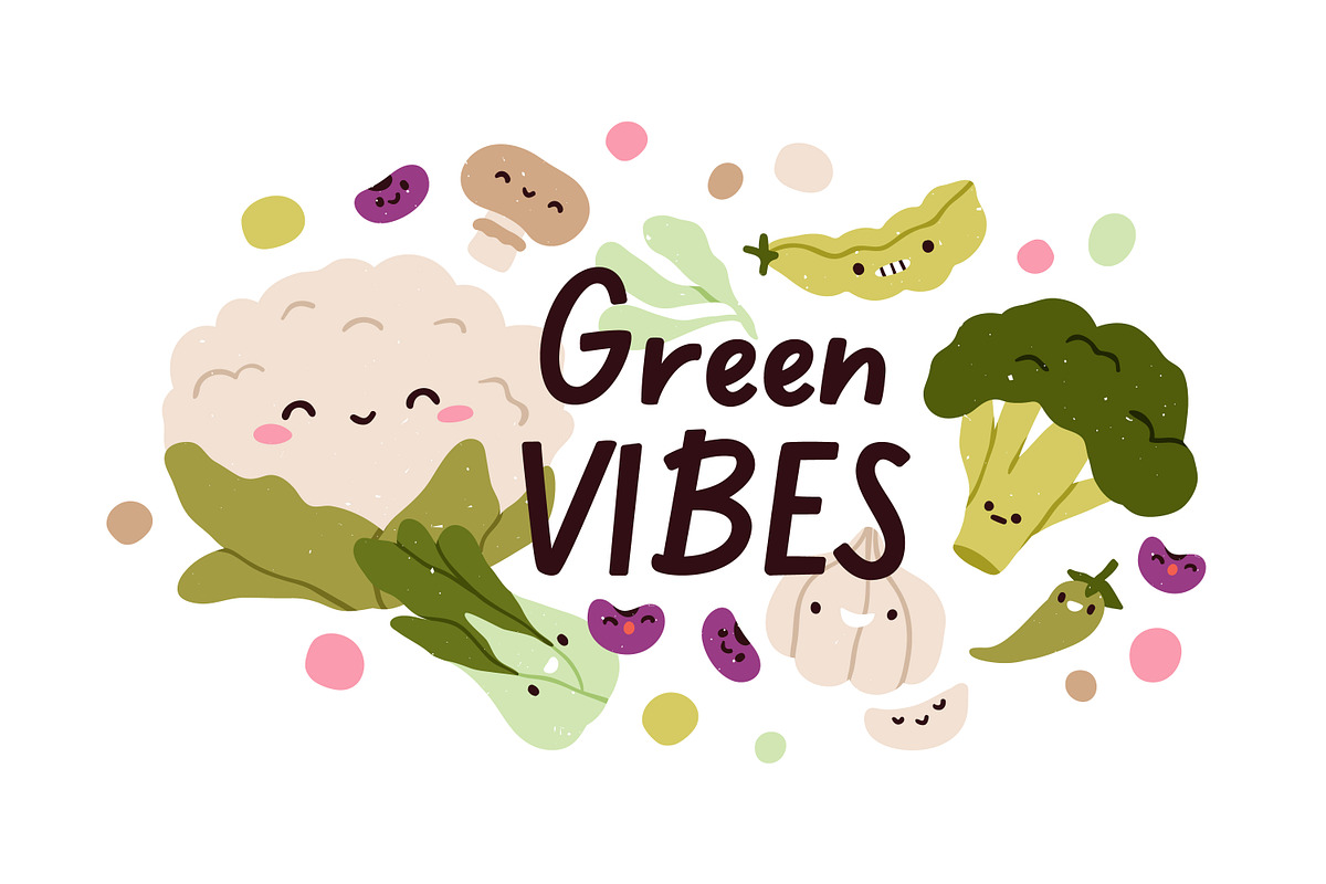 Cute funny vegetables, stickers set, a Food Illustration by Good Studio (Photo 3 of 7)