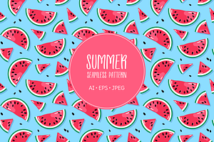 Watermelon seamless pattern, an Illustration by Cmeree