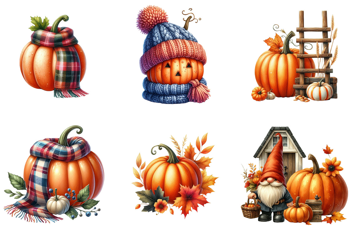 Fall Pumpkin Clipart PNG Autumn, an Illustration by DreamArtGraphic (Photo 2 of 5)
