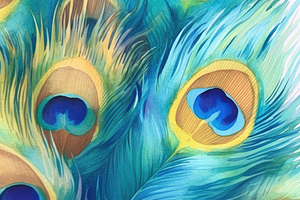 Watercolor Peacock Feathers