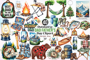 Outdoorsy Dad Father's Day Clipart, a Seasonal Illustration by Canvas Craft