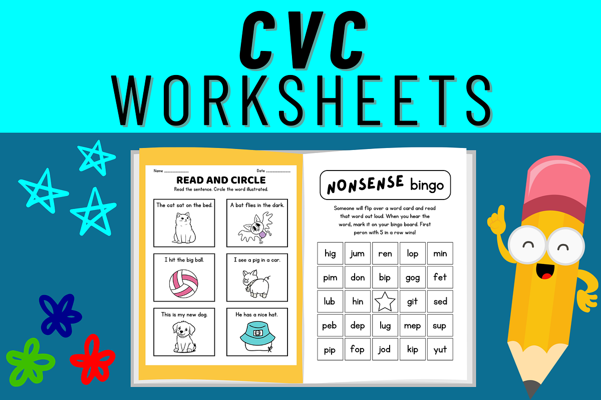 CVC Words Worksheets - Picture Cards, a Templates & Theme by Premium Digital Templates (Photo 3 of 3)