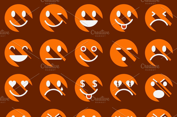 Flat Longshadow Smiley