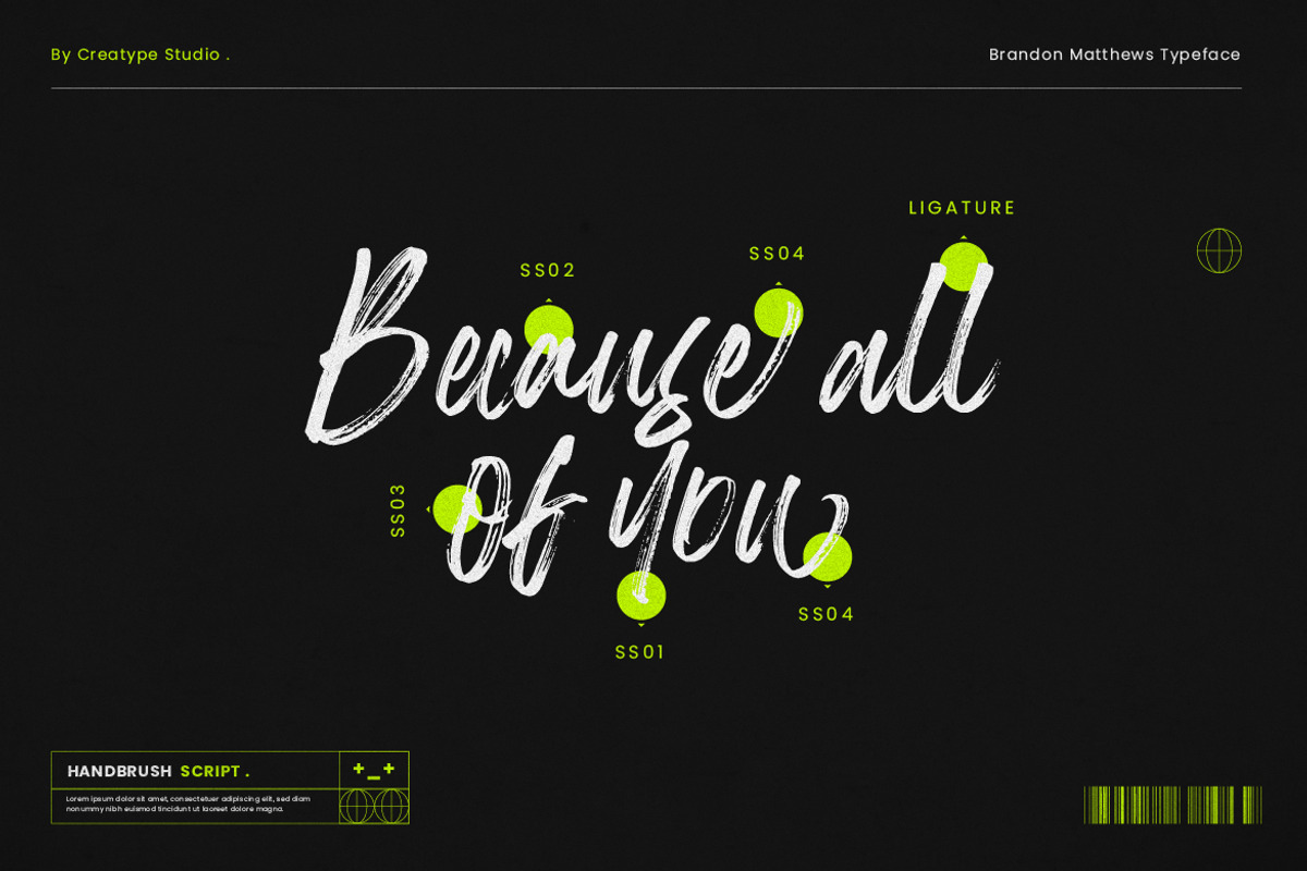 Brandon Matthews Handbrush Script, a Script Font by Creatype Studio