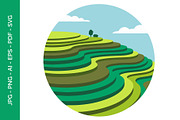 Layered terraced rice paddies, an Object Illustration by nandinigraphics (Thumbnail 1 of 3)