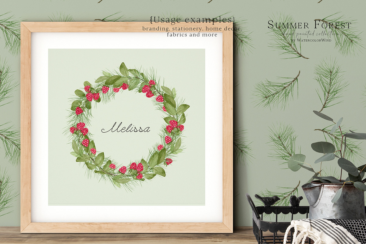 Forest Floral Clipart with Raspberry, an Illustration by WatercolorWind (Photo 2 of 14)