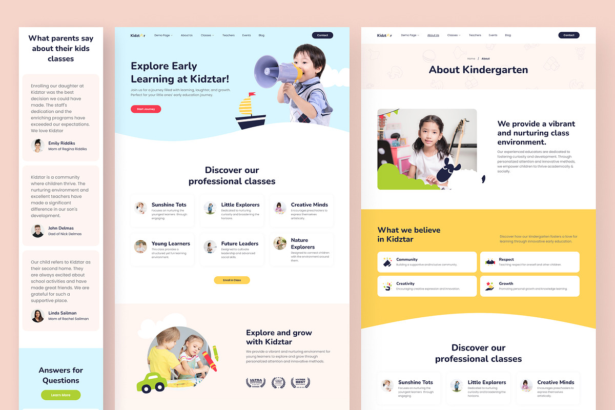 Kidztar - Kindergarten School Framer, a Websites & App Template by peterdraw (Photo 4 of 7)