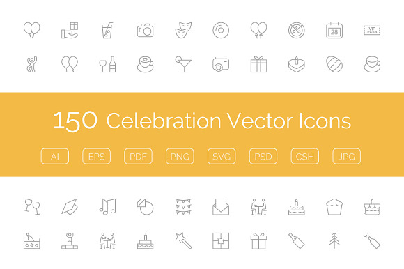 150 Celebration Vector Icons preview 4