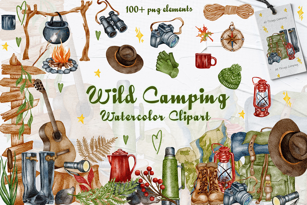 Wild Camping Watercolor Collection, a Sport Illustration by BarvArt (Photo 11 of 22)