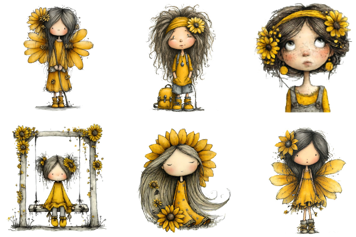 Sunflower Girl PNG Clipart, a Person Illustration by Designking (Photo 2 of 5)