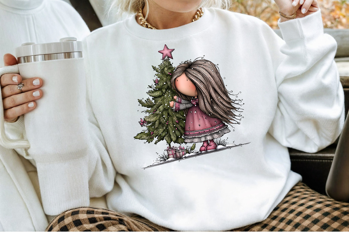 Whimsical Christmas Girl Clipart, an Illustration by Sublimation Artist (Photo 4 of 6)