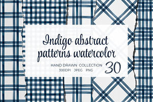 Indigo Watercolor Seamless Patterns, a Texture Illustration by YarovaArt