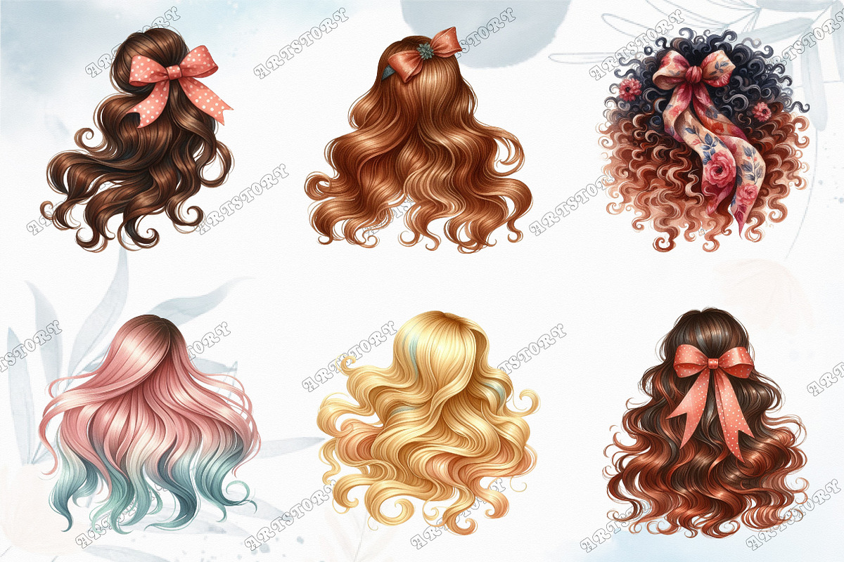 Hair Clipart,Long Hair, Natural Hair, a Graphic by designcity5 (Photo 3 of 5)