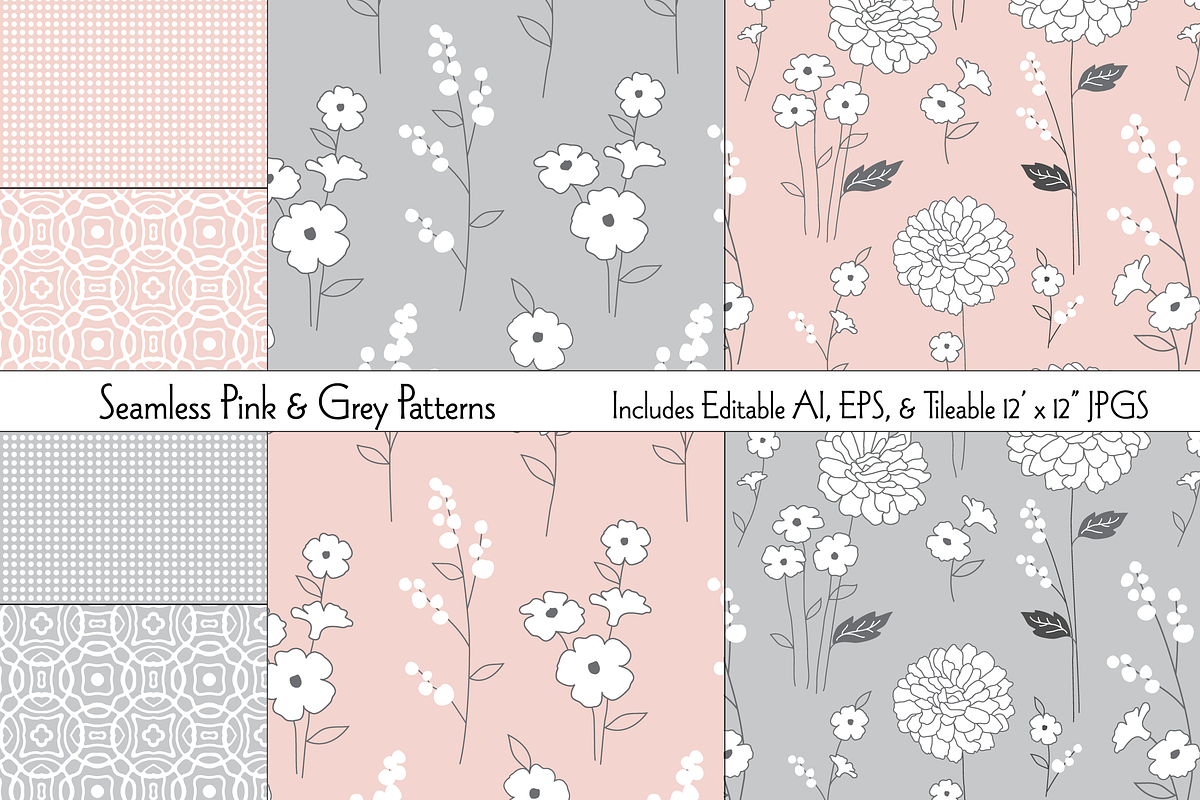 Seamless Pink & Grey Patterns