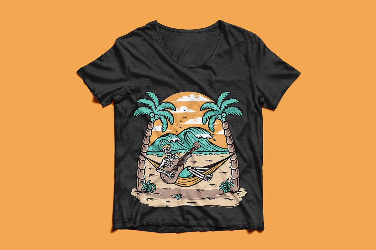 Skull playing guitar on the beach, a Person Illustration by gunaonedesign (Photo 4 of 5)