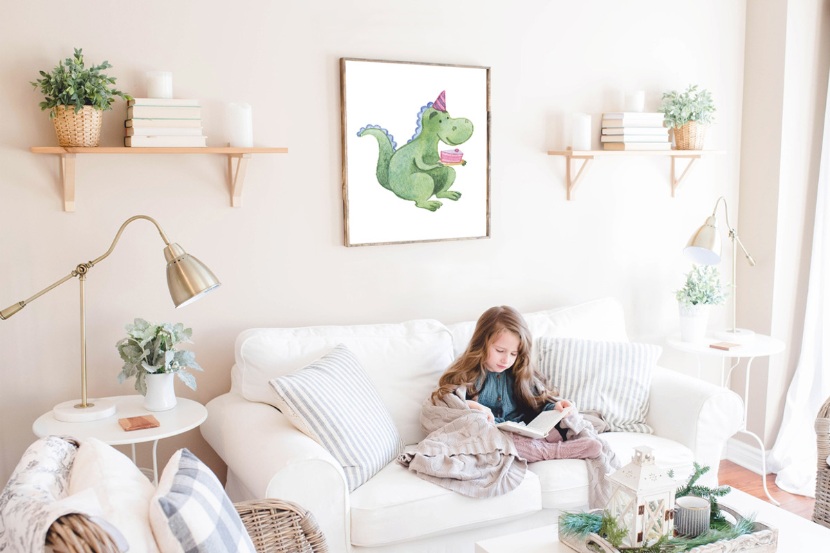 Watercolor dinosaur set, an Animal Illustration by CreativeByLu (Photo 9 of 9)