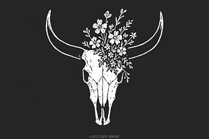 Boho Cow Skull with Wildflowers PNG, an Illustration by SharpMarketplace
