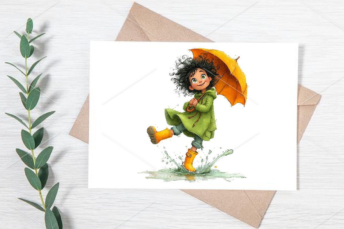 Whimsical Little Girl Spring Clipart, an Illustration by Canvas Craft (Photo 7 of 7)