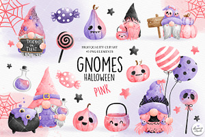 Pink Halloween Gnomes Clipart