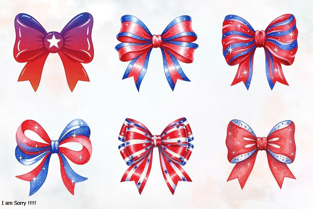 4th of July Bow Clipart, a Decorative Illustration by RobertsArt (Photo 3 of 6)