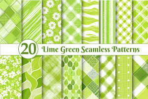 Lime Green Seamless Patterns, an Illustration by Dream Creation