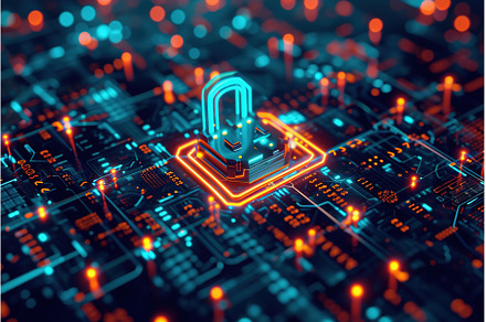 Cybersecurity Concept with Glowing, a Technology Photo by Lermont51