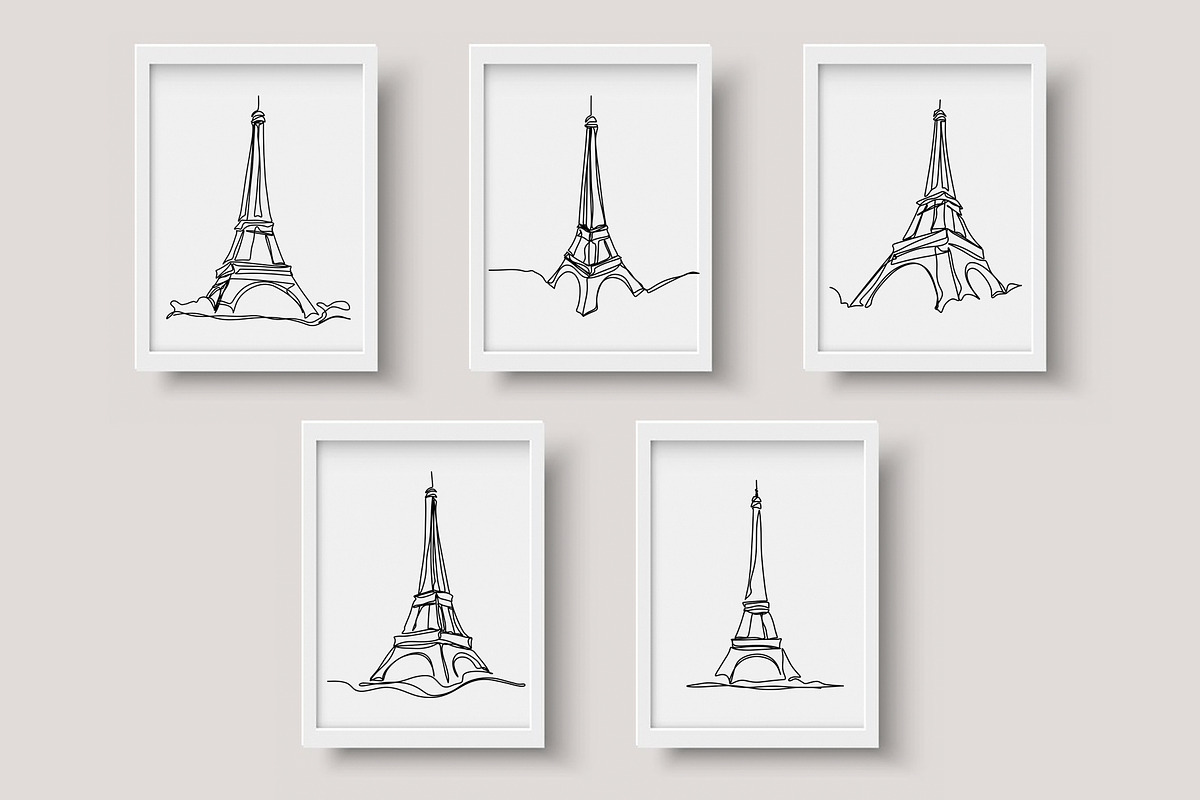 Eiffel Tower Line Art Bundle, an Illustration by Adora ARTS (Photo 1 of 4)