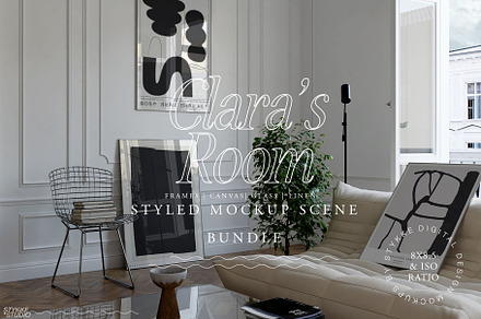 CLARAS ROOM Canvas & Frame Mockup, a Household Mockup by Stykke Studio
