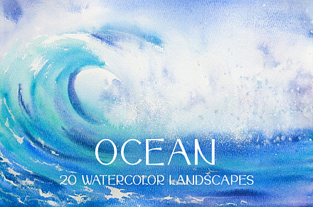 Watercolor Ocean & Sea Landscapes, a Seasonal Illustration by NataliArkushArt