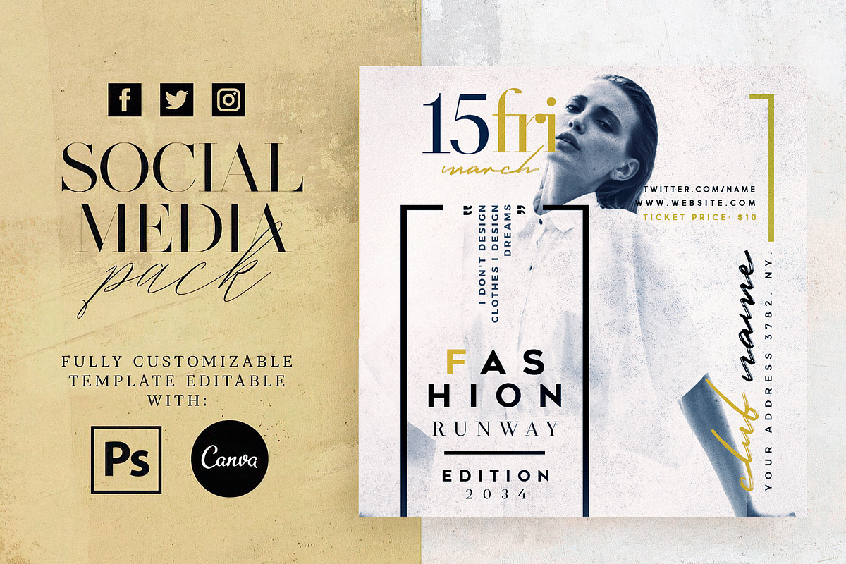 Fashion Runway Social Media Pack, a Social Media Template by Touringxx Creative Studio (Photo 1 of 8)