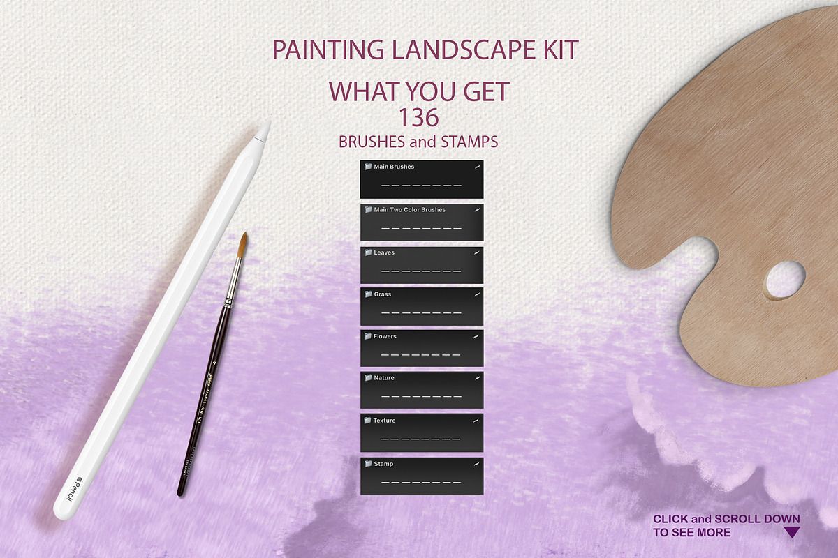 OIL LANDSCAPE PROCREATE BRUSHES KIT, a Brush Add-On by AlexandraArt (Photo 2 of 10)